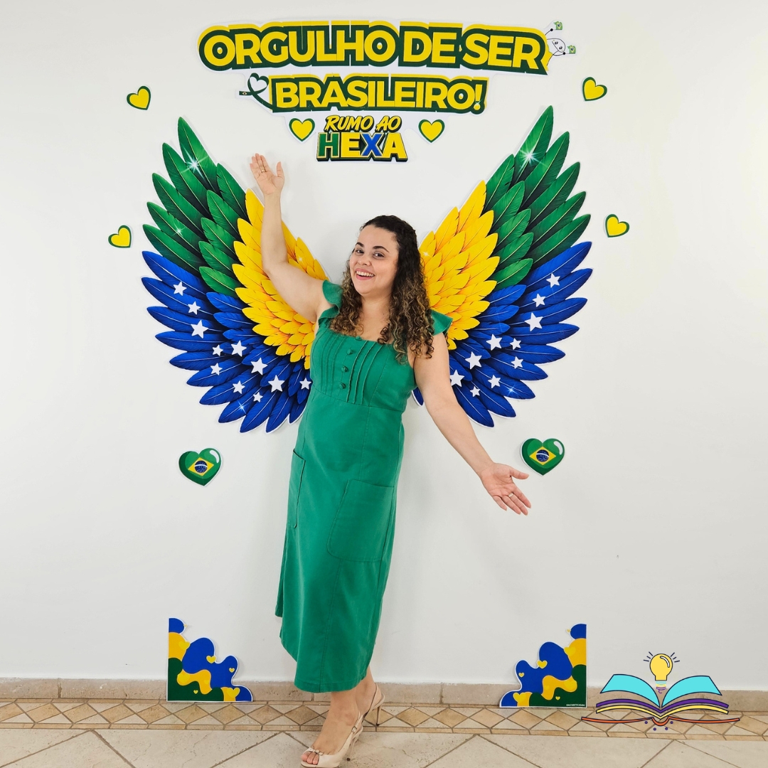 Painel Asas com o tema da Copa do Mundo: registre a torcida, a alegria e o orgulho de vestir verde e amarelo.