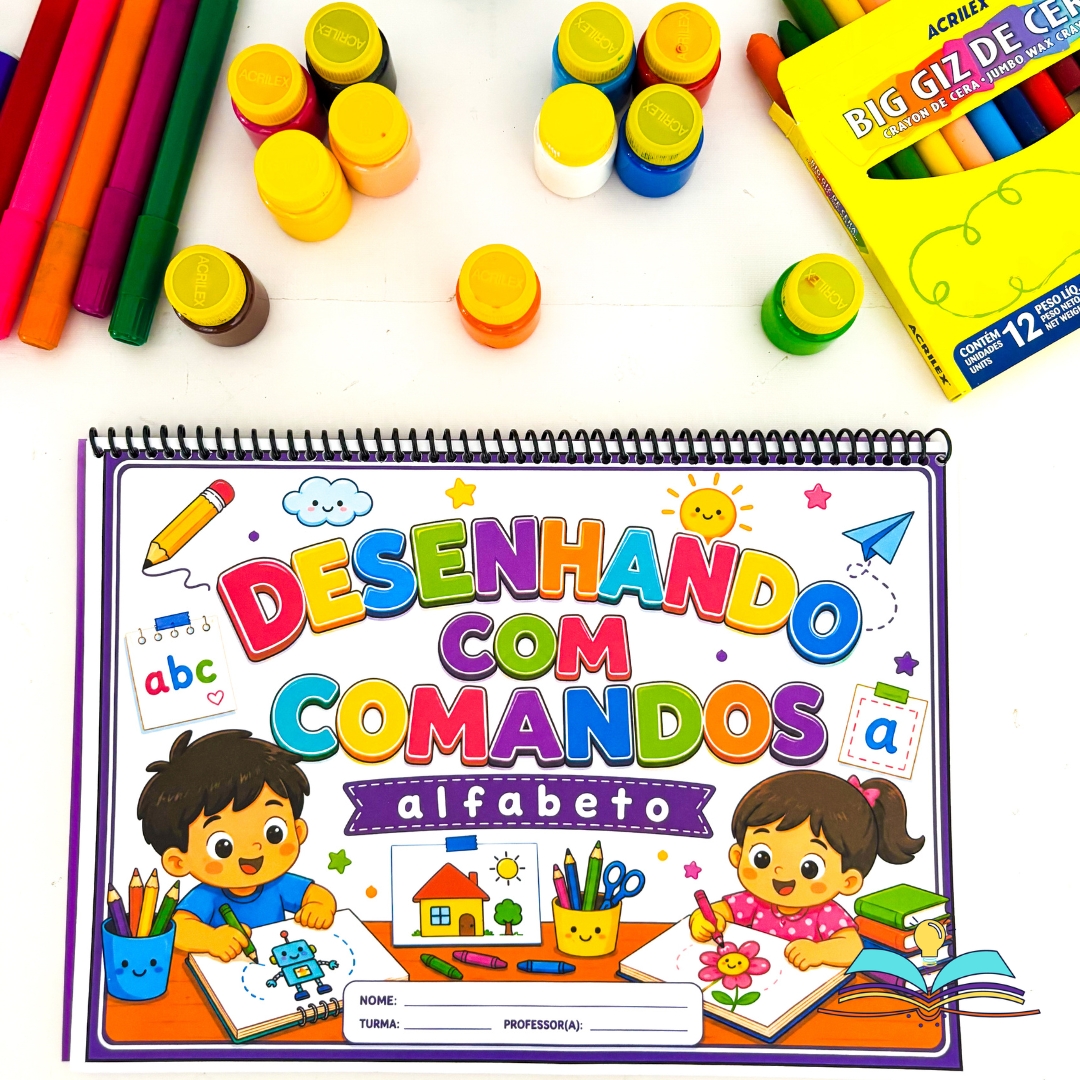 Atividade de desenho com o tema alfabeto, ideal para desenvolver consciência fonológica, linguagem, criatividade e coordenação motora com crianças em fase de alfabetização.