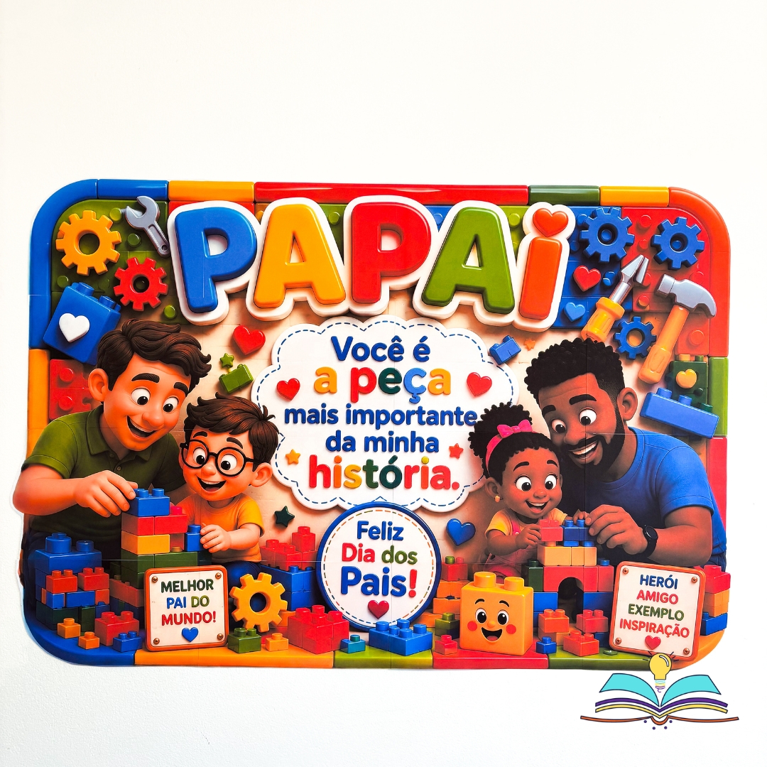 Painel com o tema Dia dos Pais, ideal para decorar ambientes escolares e registrar fotos das famílias, com proposta afetiva para a Educação Infantil.