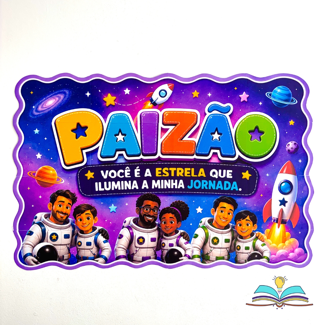 Painel com o tema Dia dos Pais, ideal para decorar o ambiente escolar e registrar fotografias das famílias.