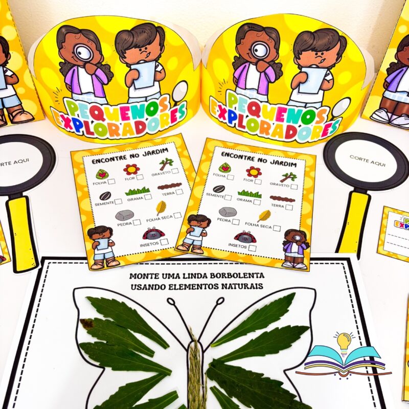Kit de atividades com o tema natureza, ideal para estimular curiosidade, observação, criatividade e contato com o meio ambiente durante a Primavera ou em projetos escolares.