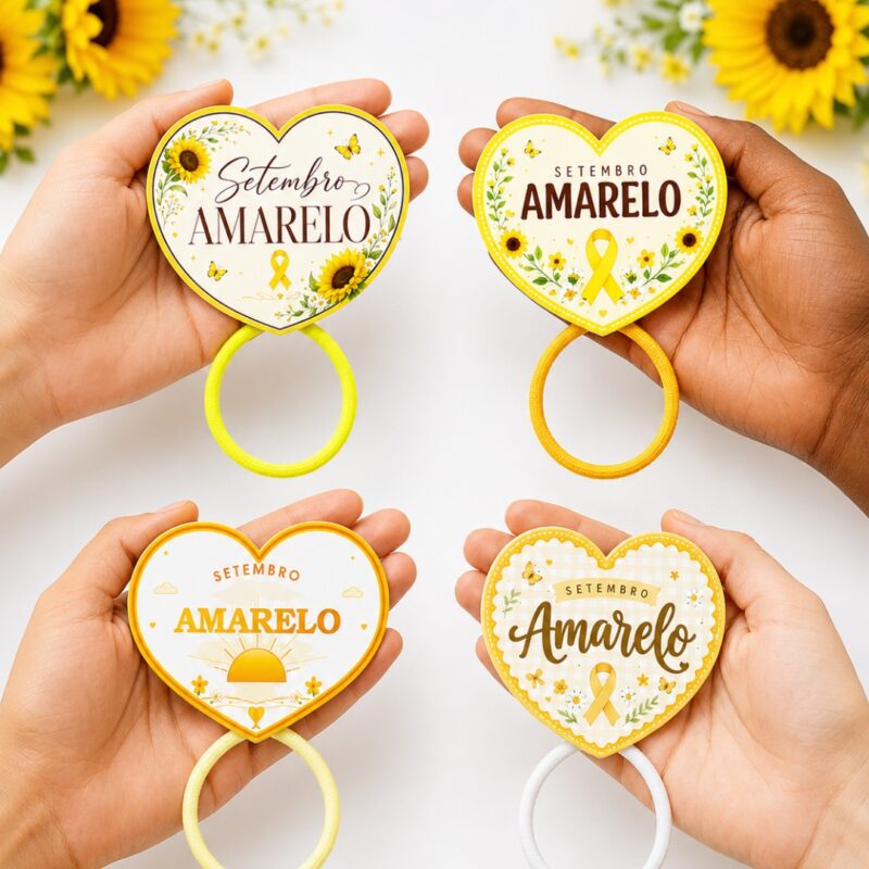 4 Modelo de tag Setembro Amarelo (use xuxinha de cabelo).