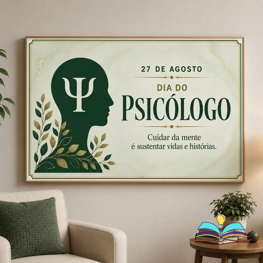 Painel com o tema Dia do Psicólogo, ideal para valorizar profissionais que acolhem, orientam e ajudam a transformar vidas.
