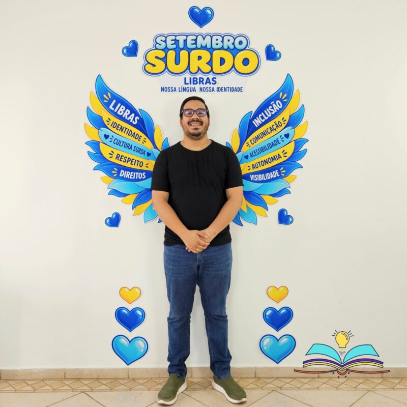 Asas com o tema Setembro Surdo, desenvolvidas para representar inclusão, acessibilidade, respeito à comunidade surda e valorização da Língua Brasileira de Sinais.