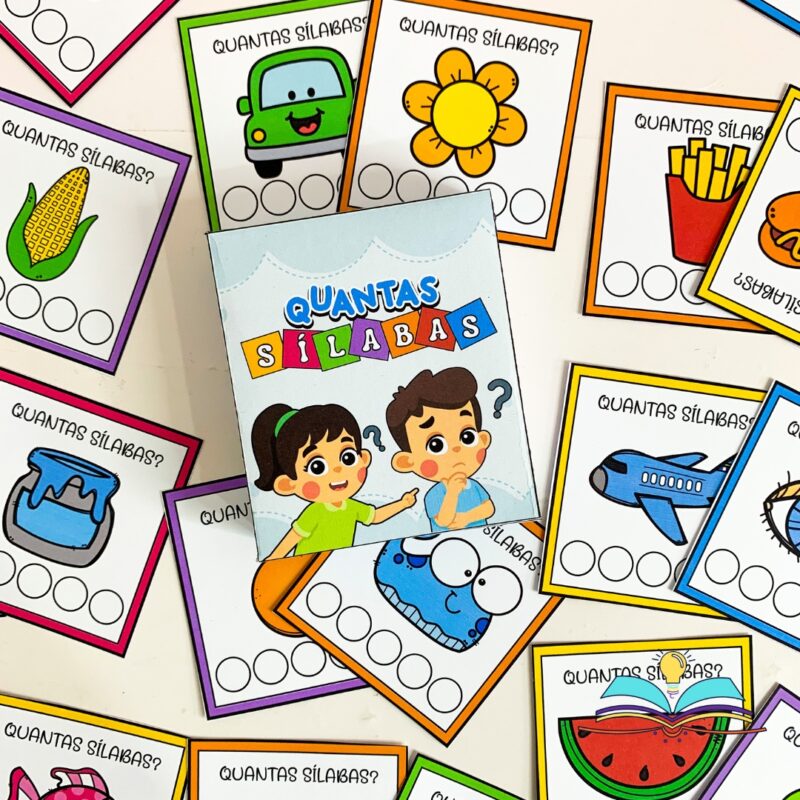 Recurso de alfabetização com o tema sílabas, ideal para trabalhar contagem, segmentação silábica e consciência fonológica com crianças da Educação Infantil e dos Anos Iniciais do Ensino Fundamental.